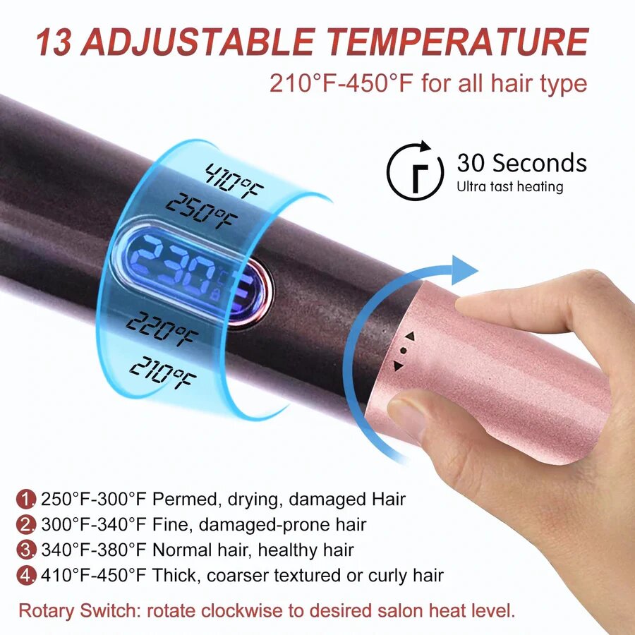 2 in 1 Hair Straightener and Curler Curved Spiral Plate Ions