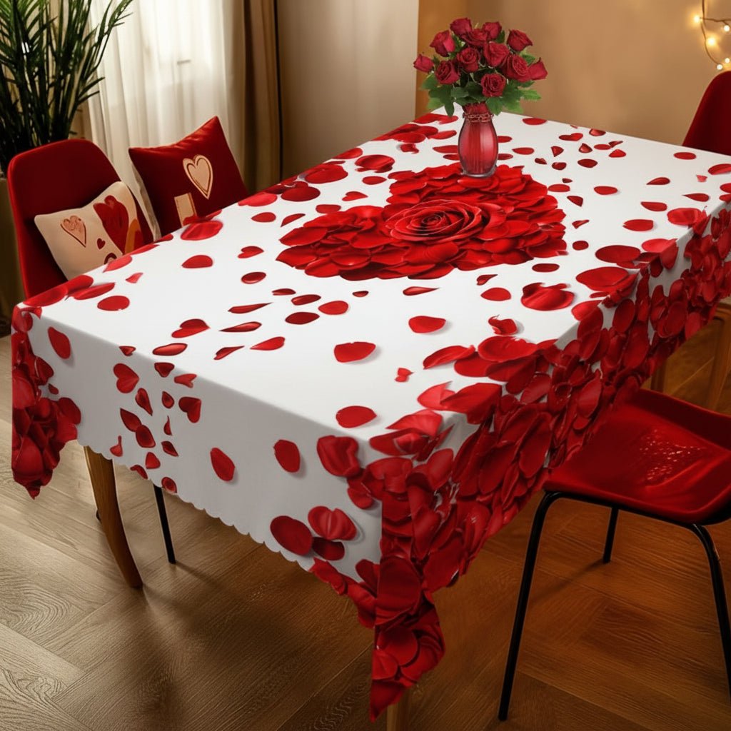 Romantic Floral Red Table Cover Rectangular Tablecloth - SweetyGem