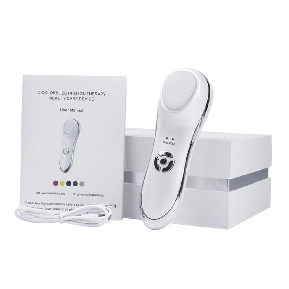 6 in 1 LED Photon Therapy Beauty Device Anti-aging-Ultrasonic Vibration Facial Massager