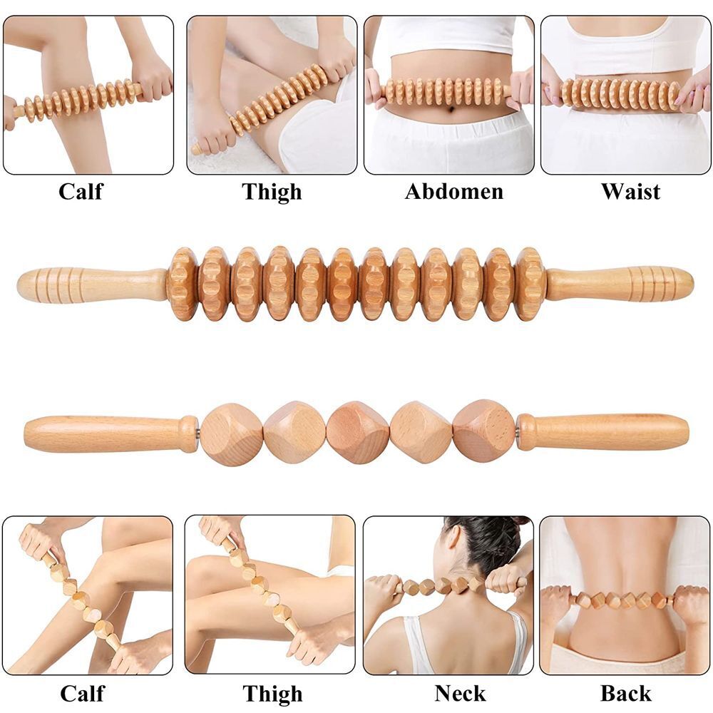 6-Piece Wood Therapy Muscle Roller Set