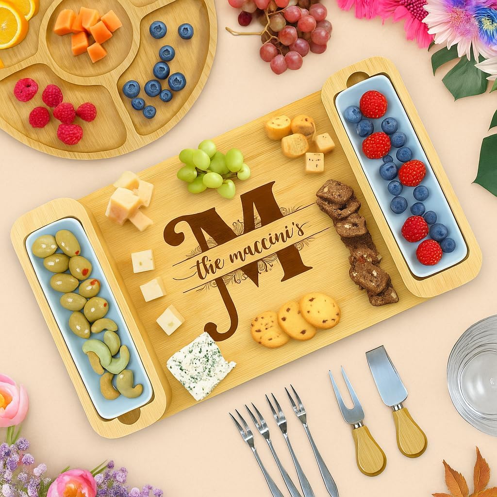 Deluxe Wooden Cheese Board Set with Storage