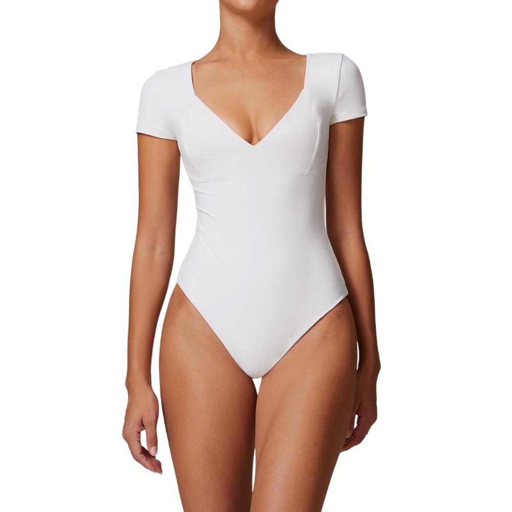 Women's V Neck Bodysuit Short Sleeve