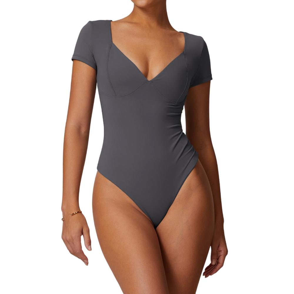 Women's V Neck Bodysuit Short Sleeve