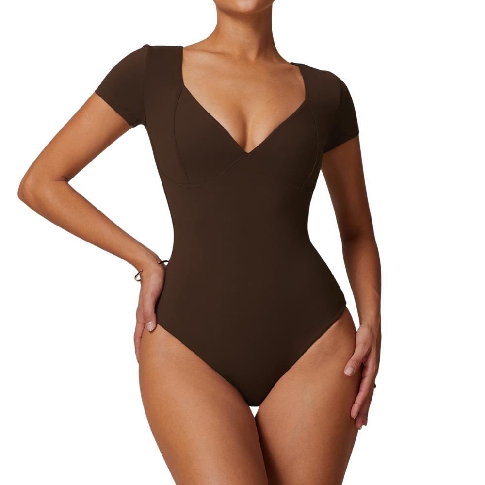 Women's V Neck Bodysuit Short Sleeve