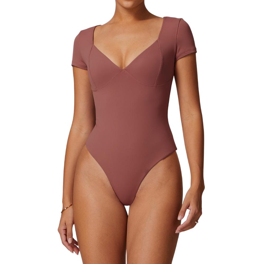 Women's V Neck Bodysuit Short Sleeve