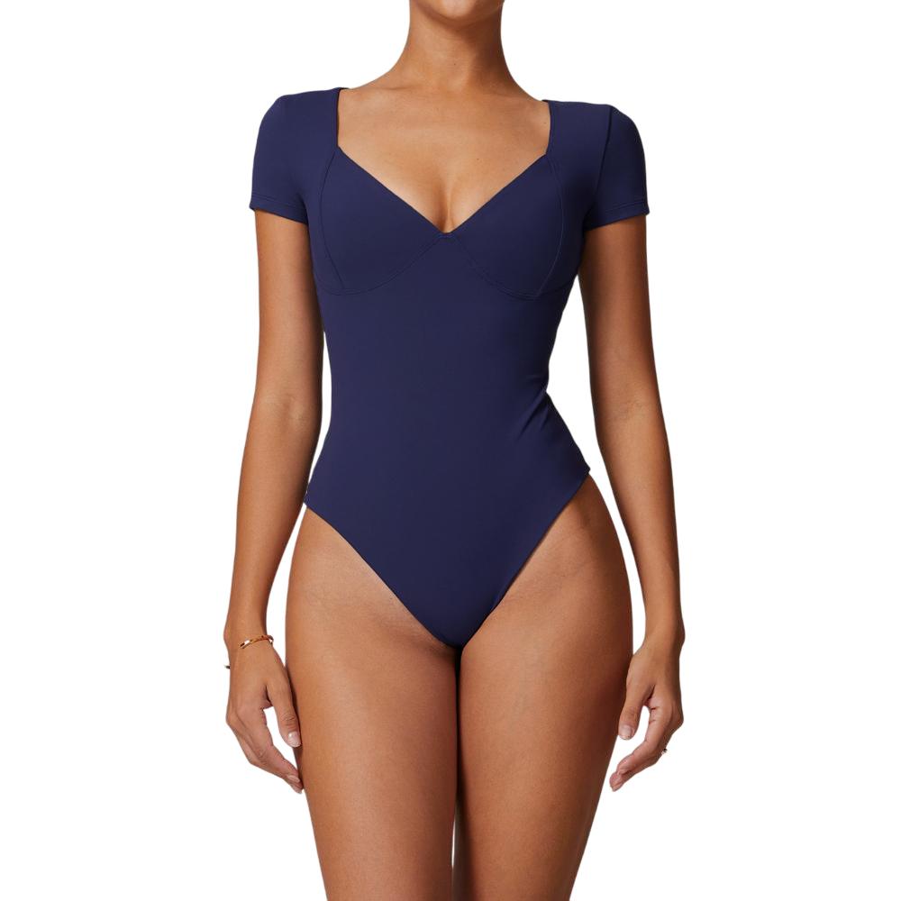Women's V Neck Bodysuit Short Sleeve