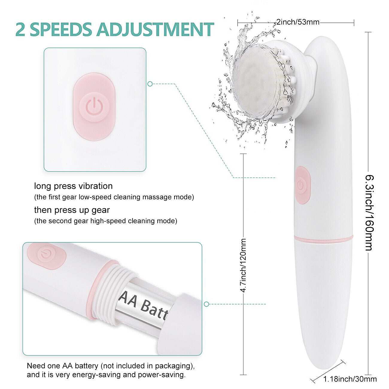Electric Face Brush with 2 Heads