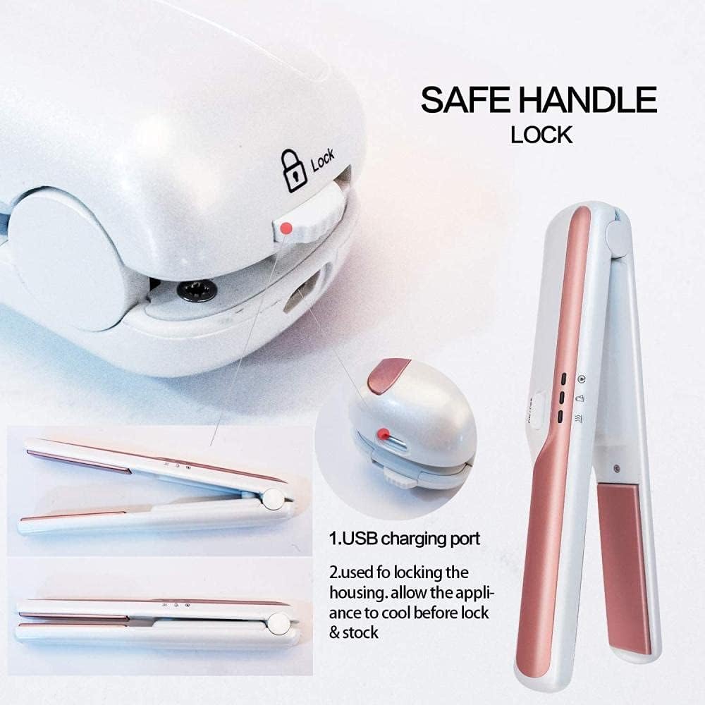 Cordless Hair Straightener-Mini Portable USB Rechargeable Flat Iron