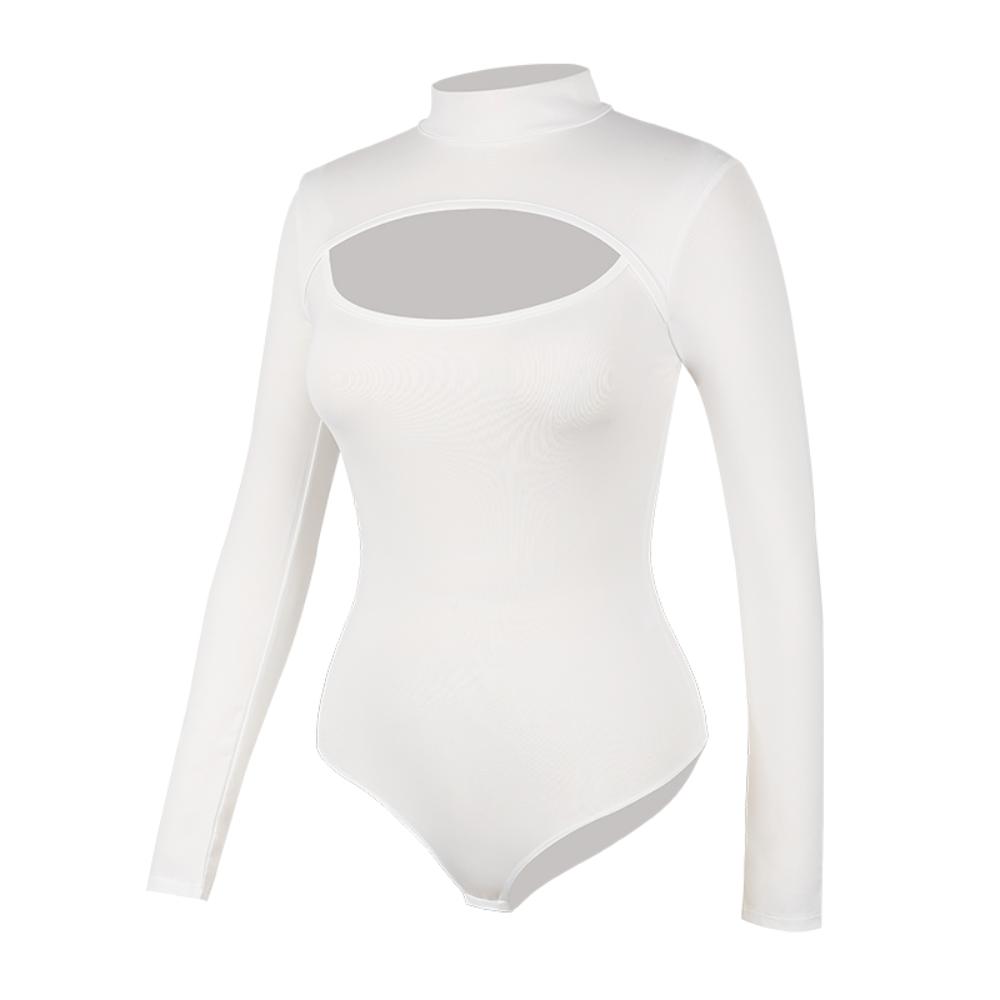 Women's Long Sleeve High Collar Cut Out Bodysuit Shapewear