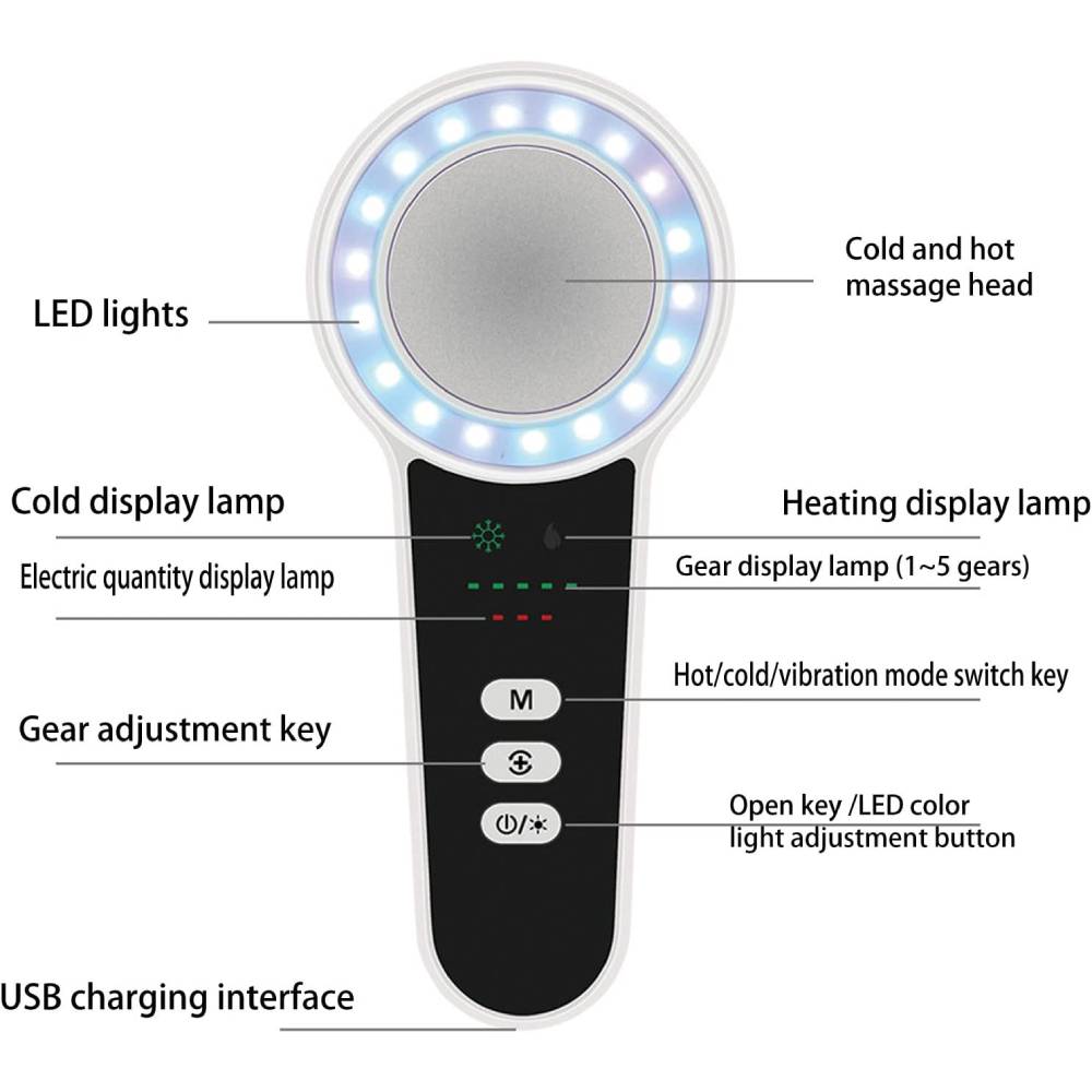 LED Photon Therapy Facial Massager with Hot Cold Treatment
