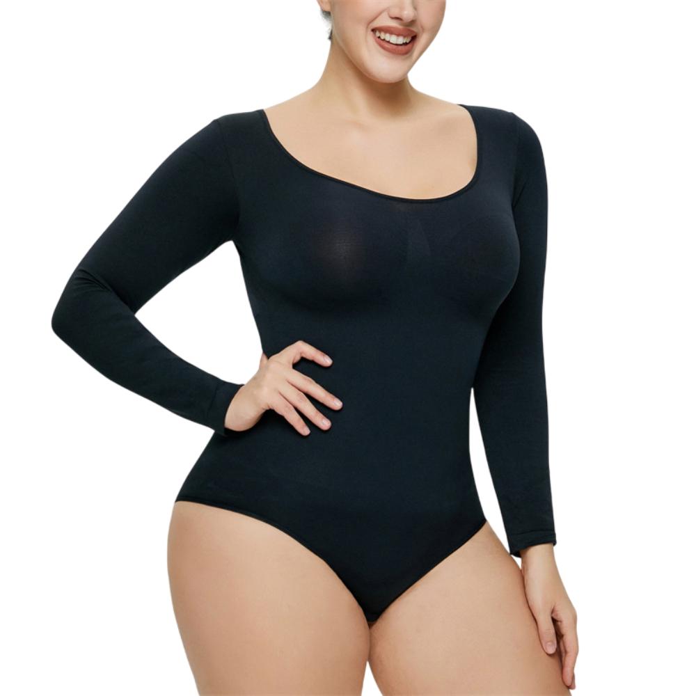 Long Sleeve Bodysuit Shapewear Snap Button