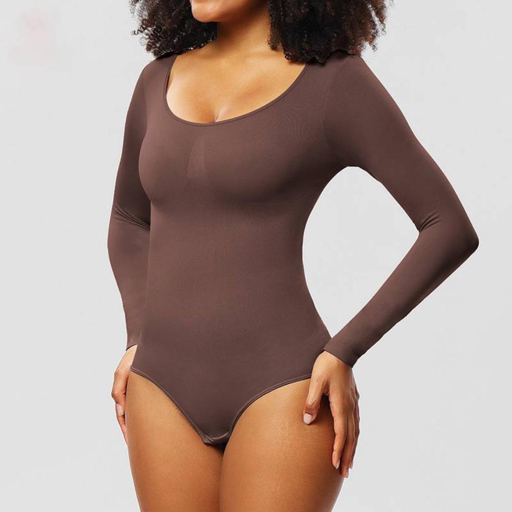 Long Sleeve Bodysuit Shapewear Snap Button