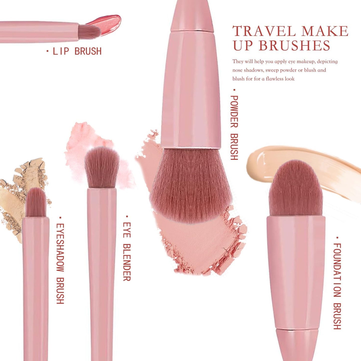Mini 5PCS Makeup Brushes Set with Mirror