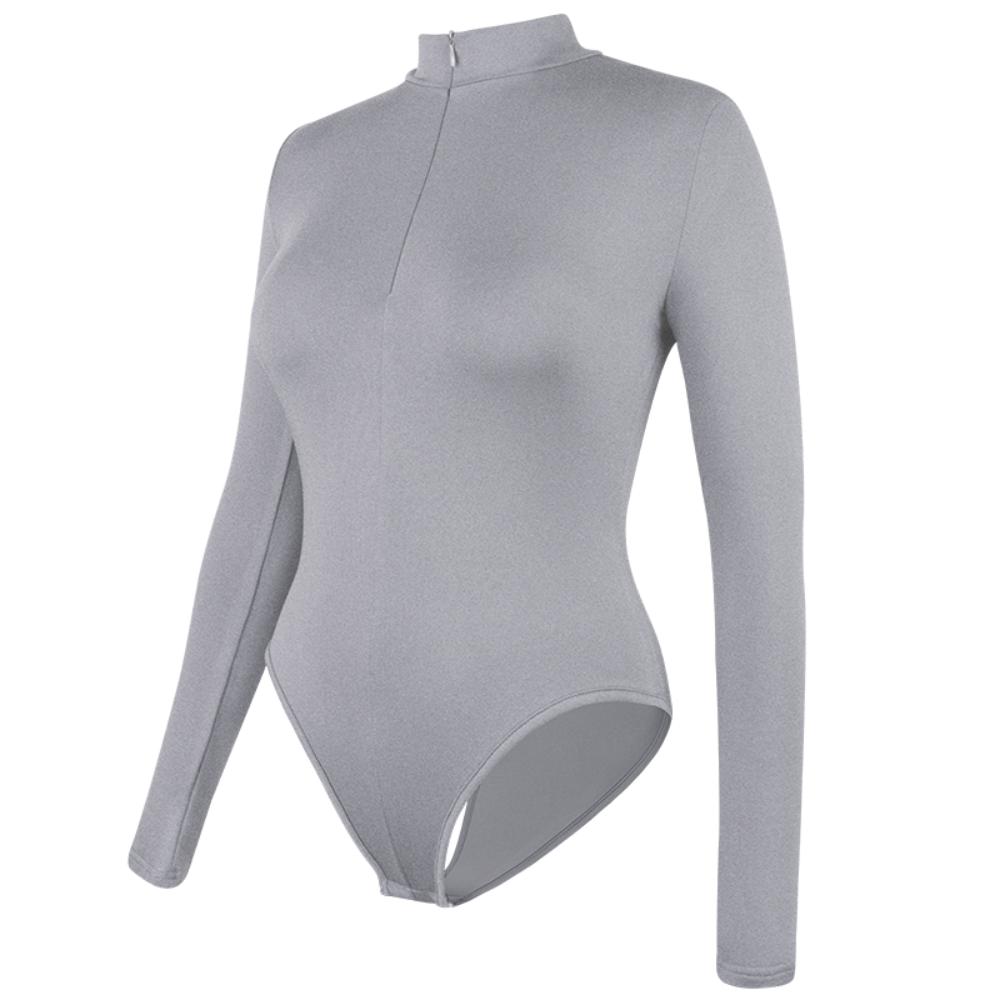 Mock Neck Zipper Long Sleeve Shapewear