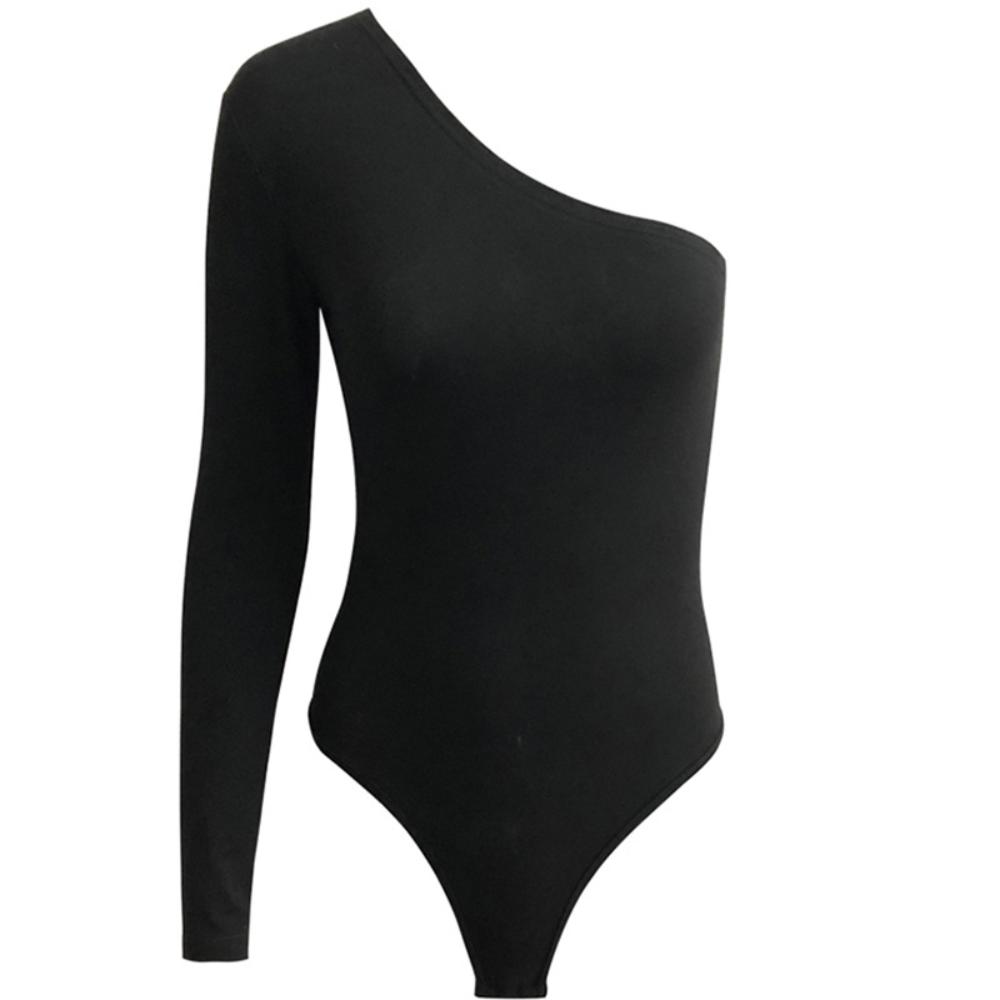 One Shoulder Long Sleeve Tank Top Body Suit