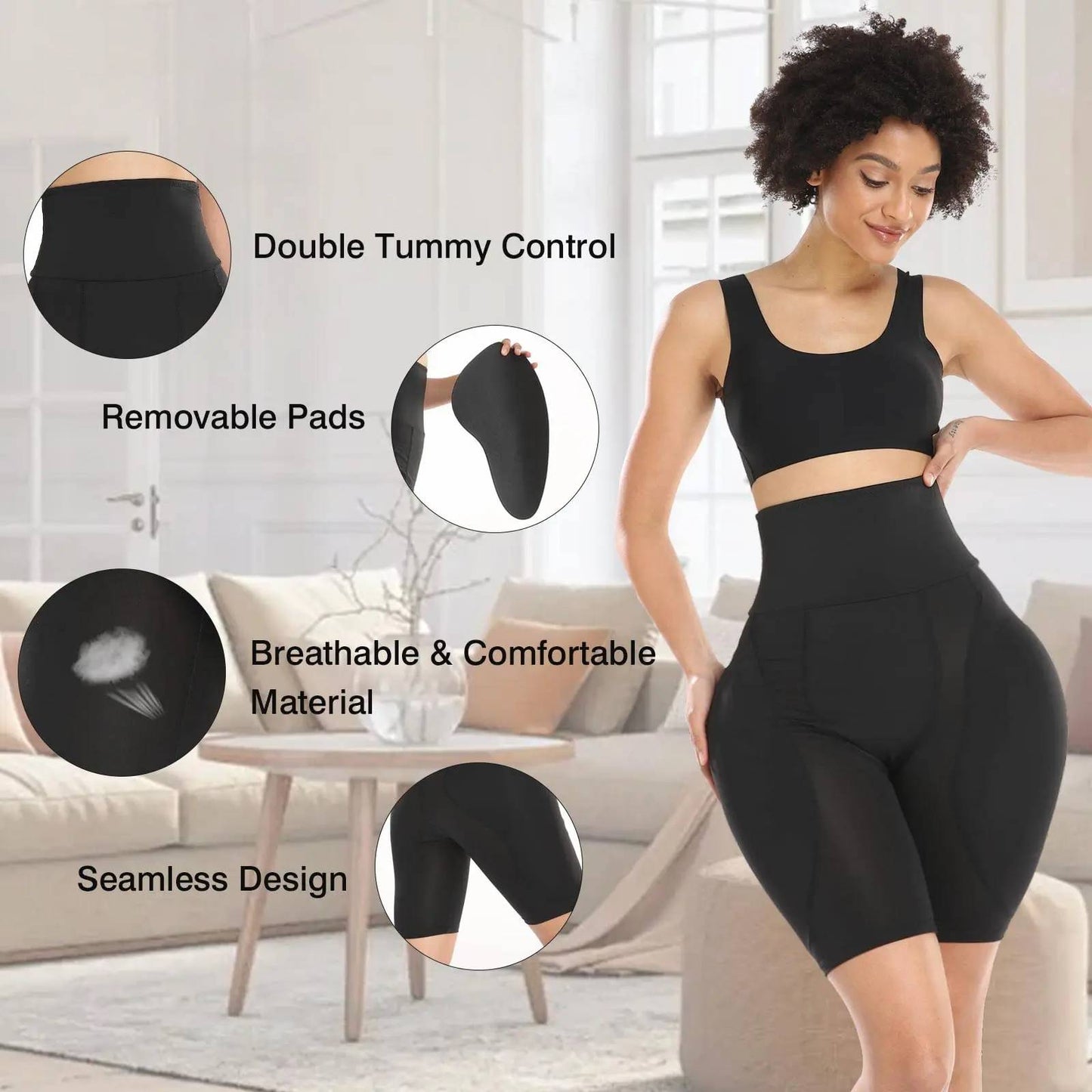 Women Padded Hips - Body Shaper Pants - Tummy Control Pants