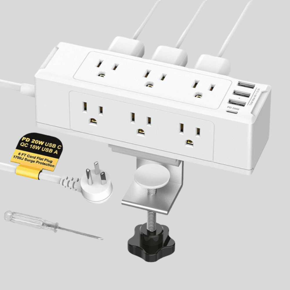 Compact Desk Mount USB Charger with Surge Protector