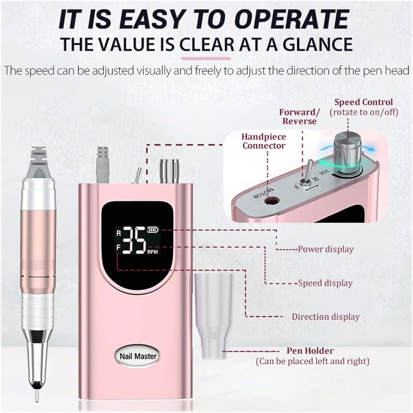 Professional Electric Nail Drill with Smart LED Display