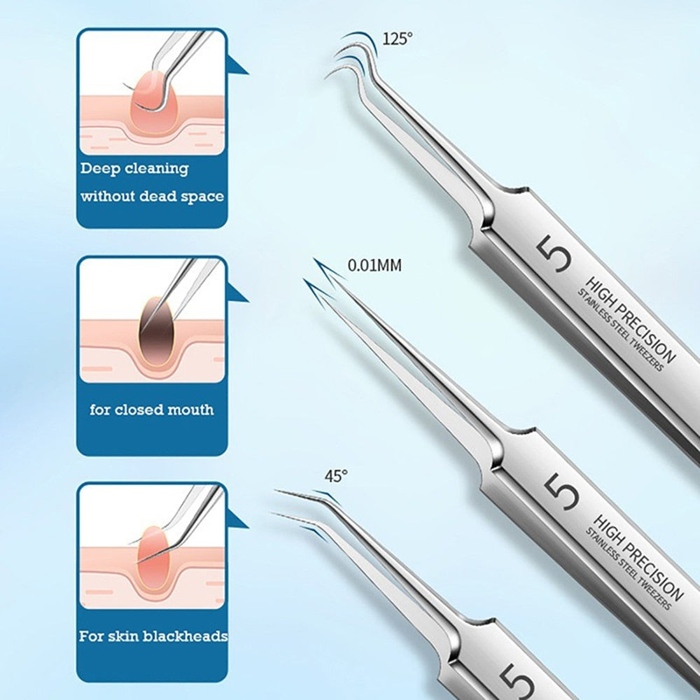 Professional Stainless Steel Blackhead Removal Tools Ultra-fine Tweezers