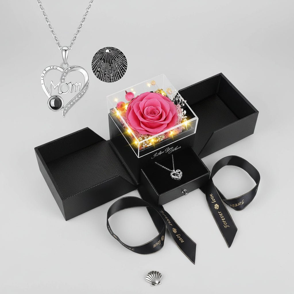 Eternal Love Rose LED Heart Pendant Necklace