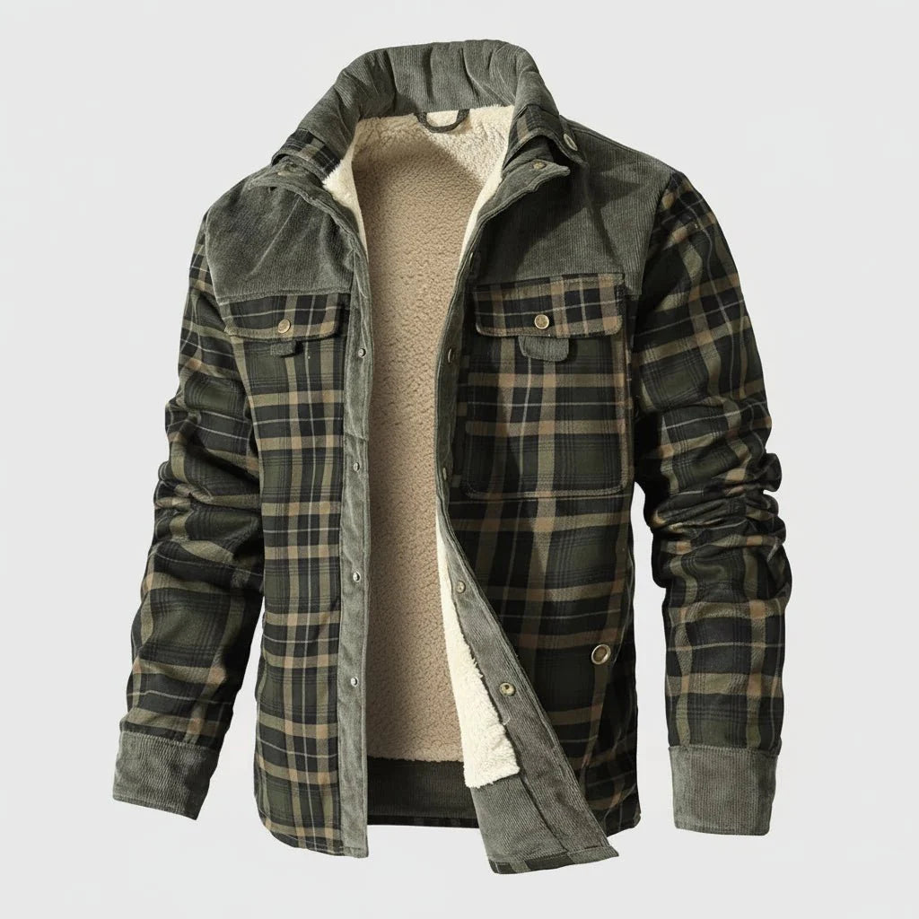 Warm Plaid Lined Mens Winter Jacket Coat