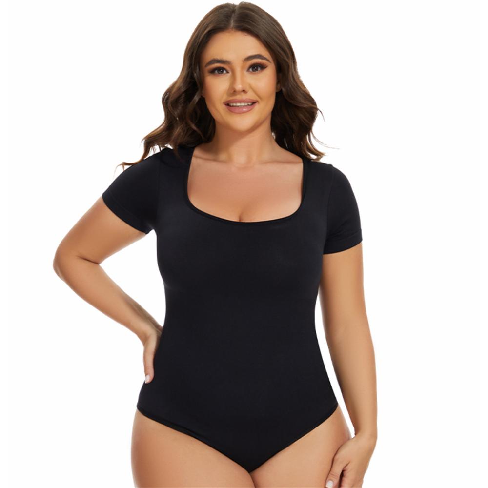 Short Sleeve Round Neck Thong Shapewear