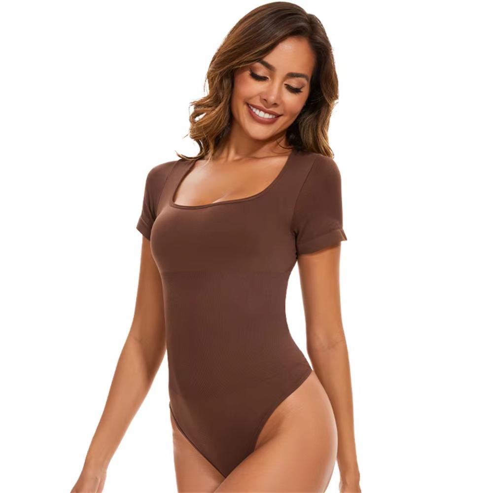 Short Sleeve Round Neck Thong Shapewear