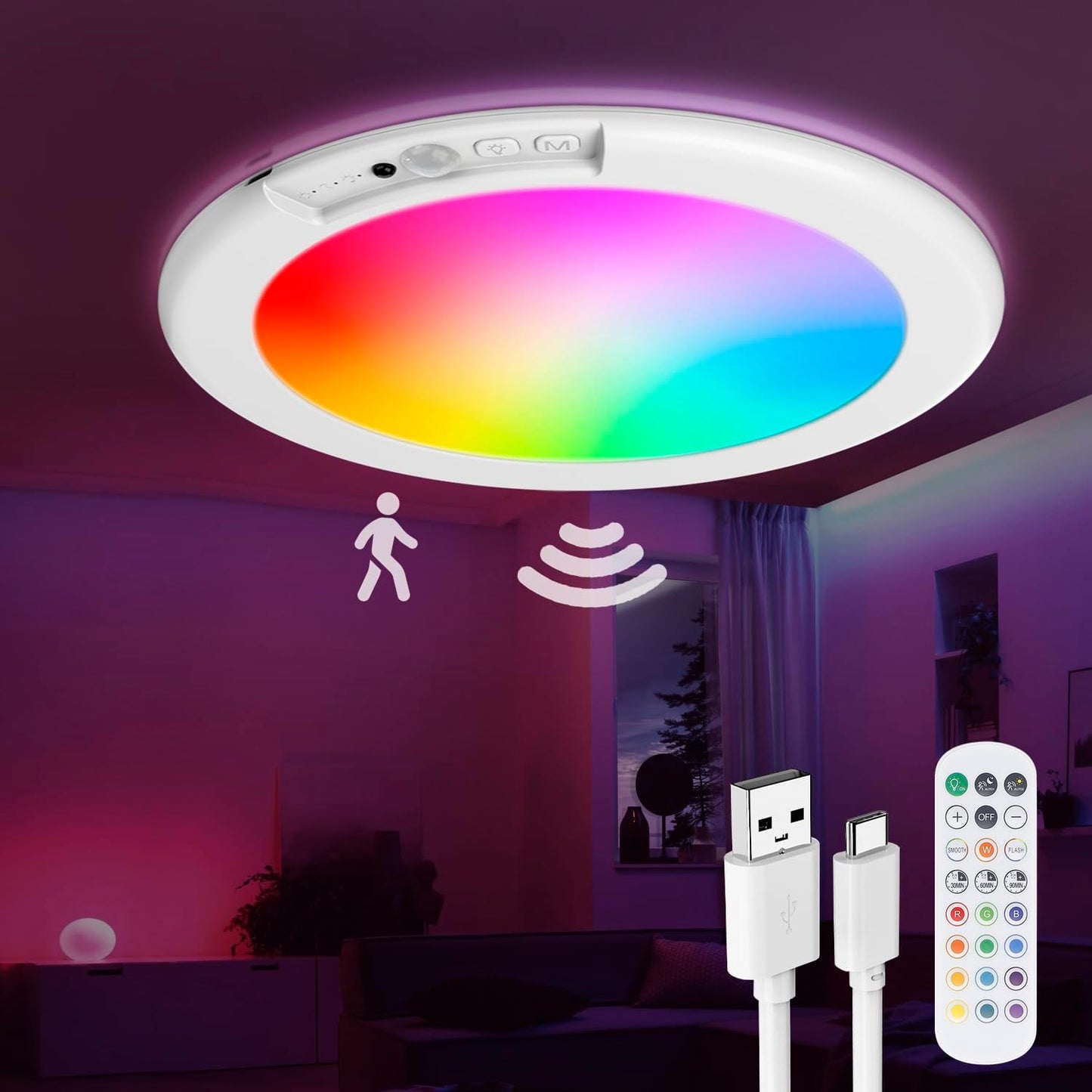 Bright LED Motion Activated Indoor Ceiling Light