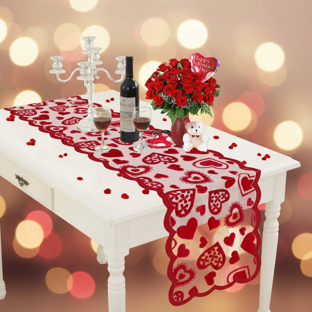 Romantic Red Table Runner Valentine Decor - SweetyGem