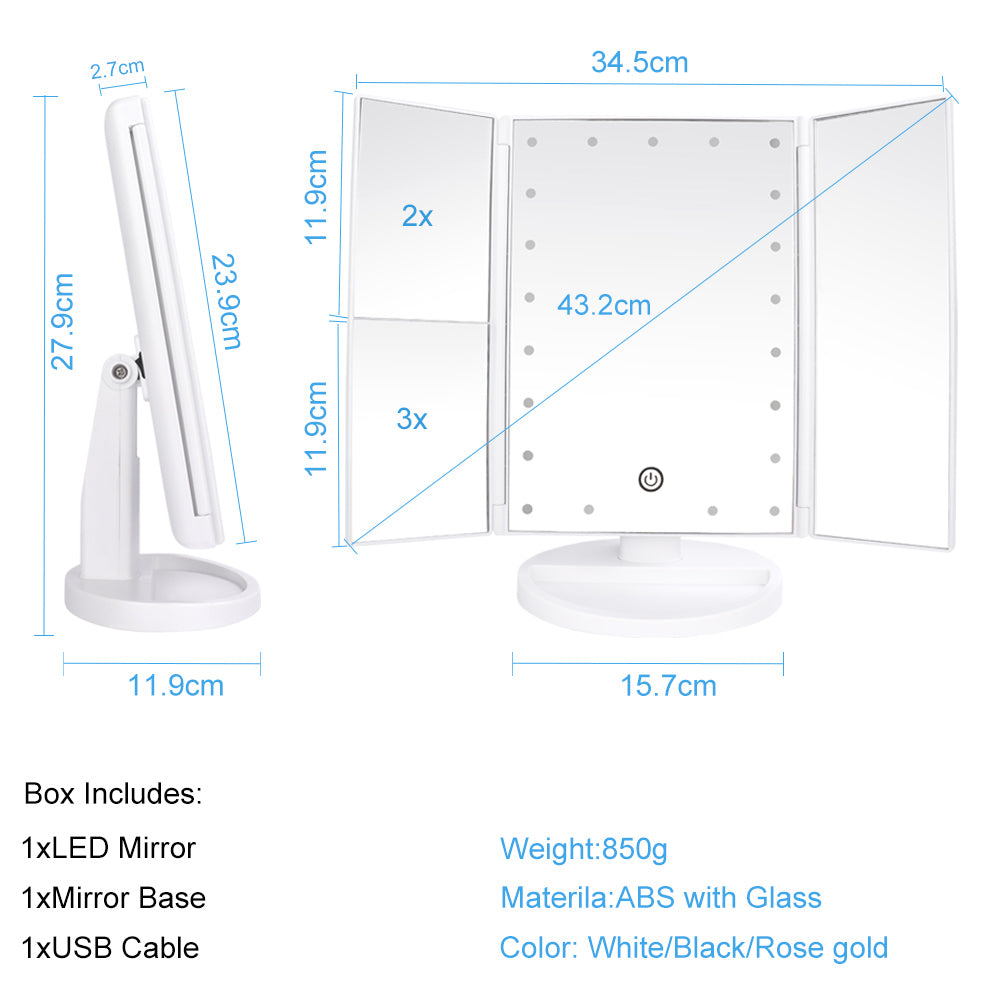 Touch Screen Light Mirror Vanity-Mirror Cosmetic