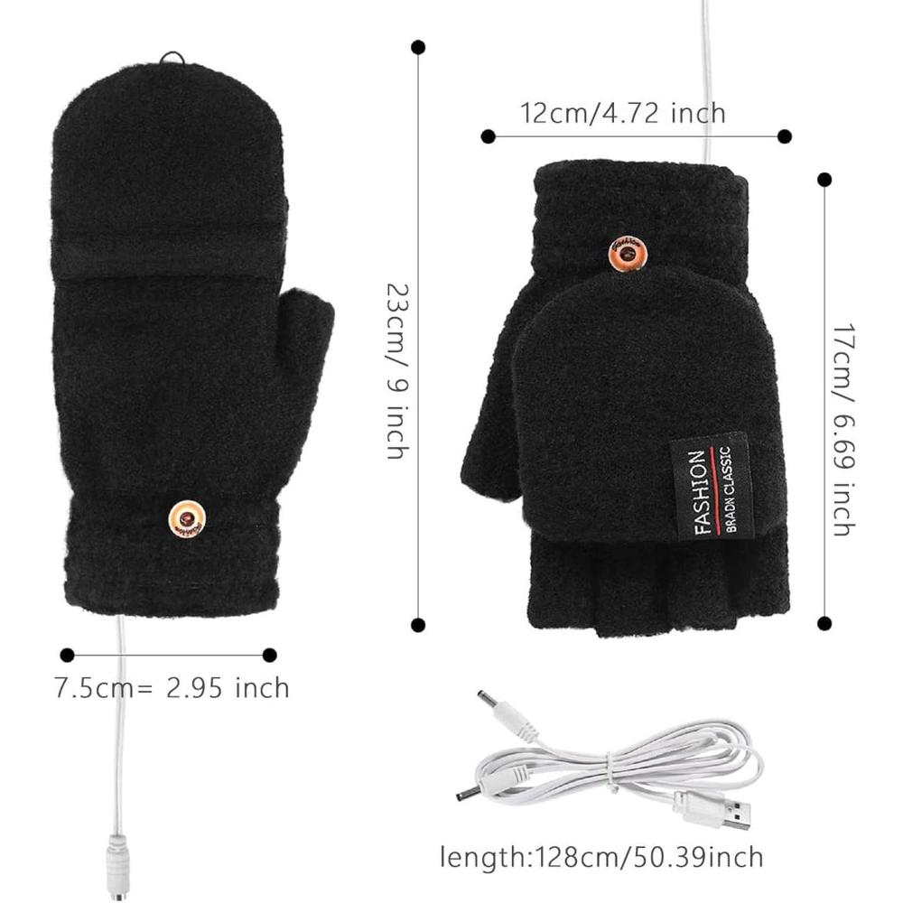 USB Electric Heating Half-finger Gloves