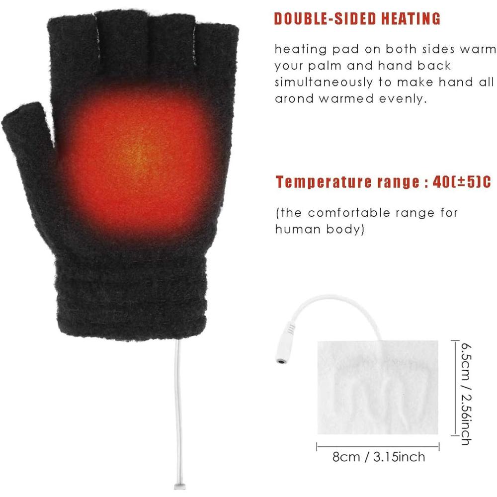 USB Electric Heating Half-finger Gloves