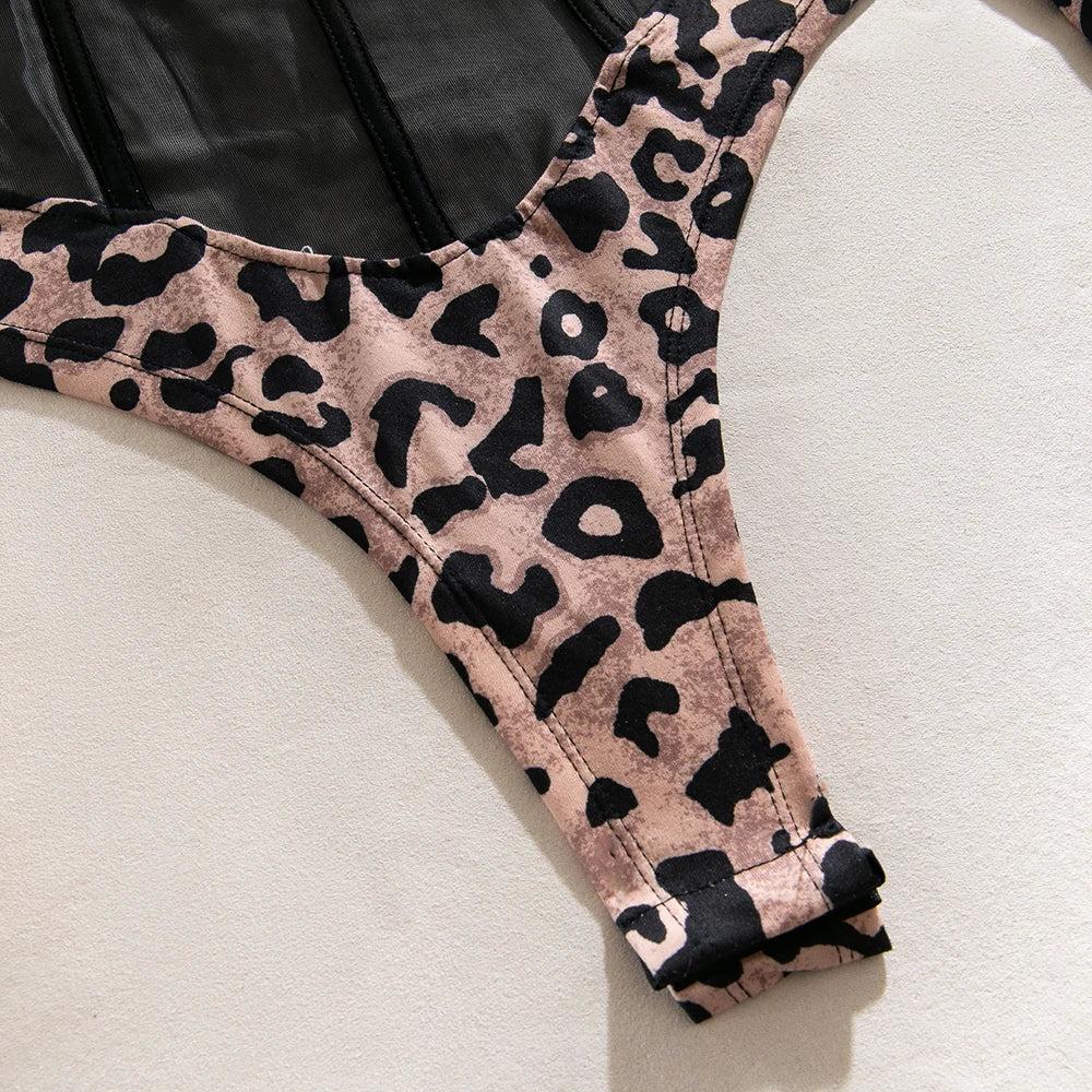 Leopard Shapewear Women Body Shaper Jumpsuit Thong
