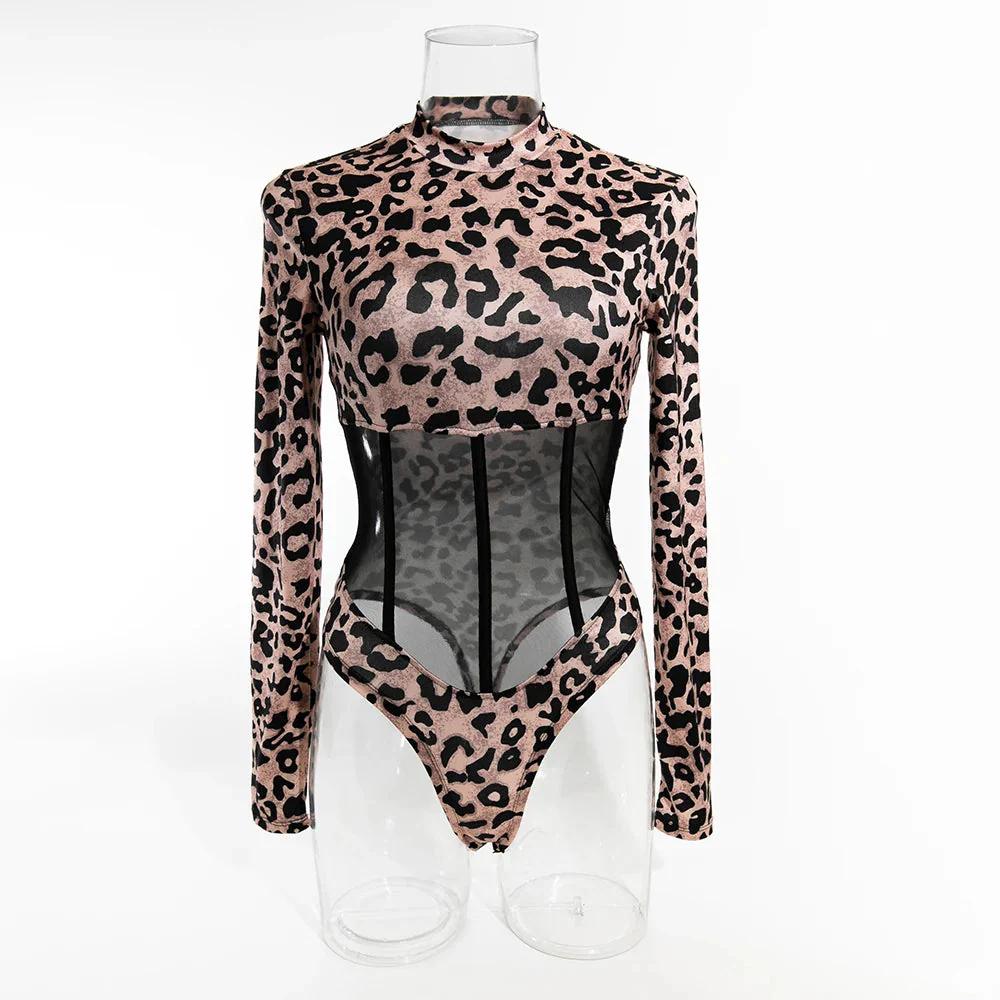 Leopard Shapewear Women Body Shaper Jumpsuit Thong