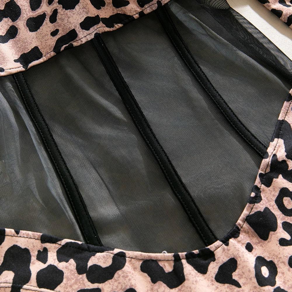 Leopard Shapewear Women Body Shaper Jumpsuit Thong