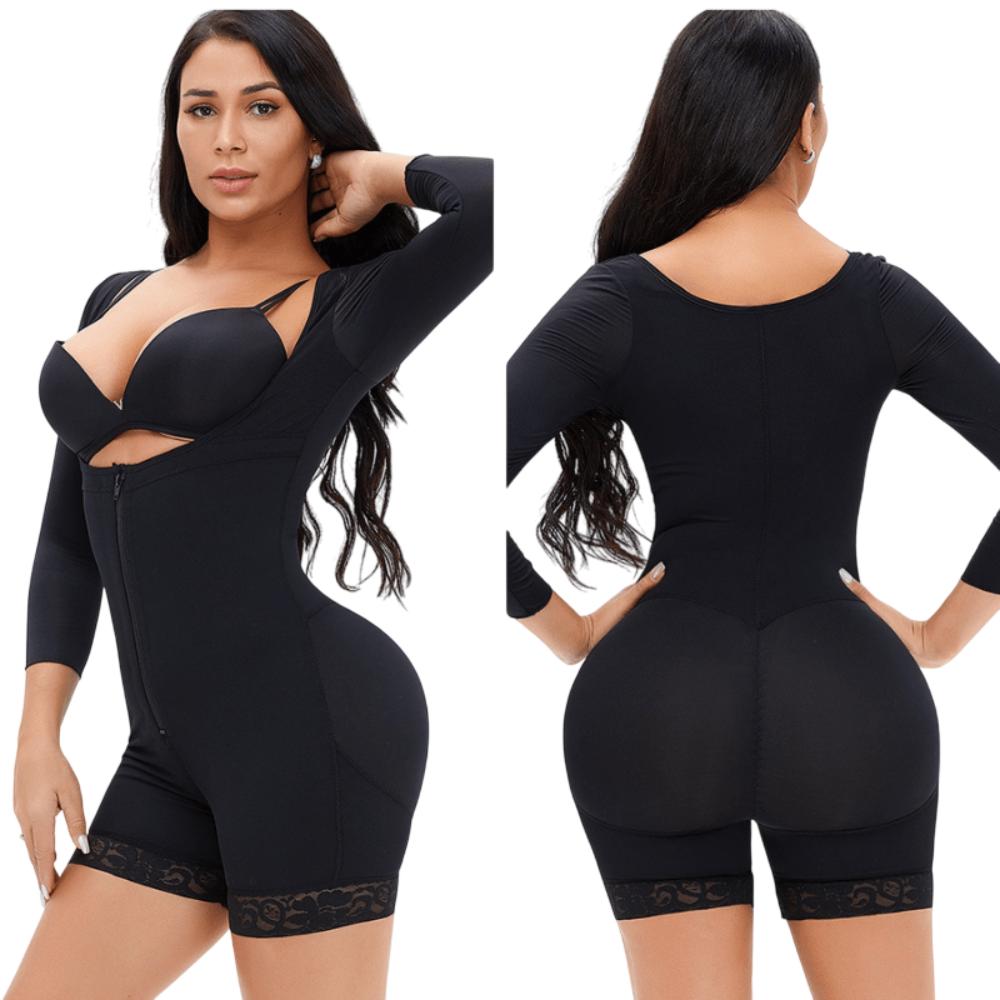 Women Long Sleeves Zipper Open Bust Shaper