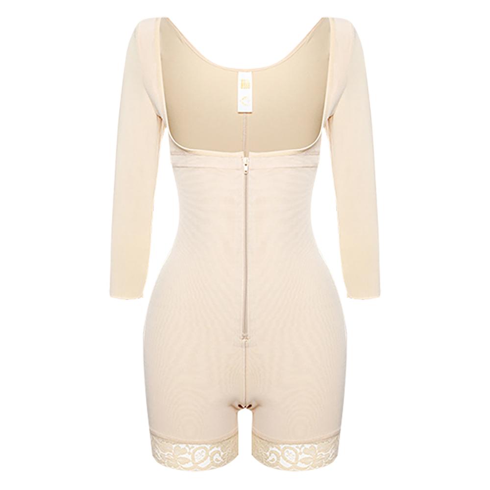 Women Long Sleeves Zipper Open Bust Shaper