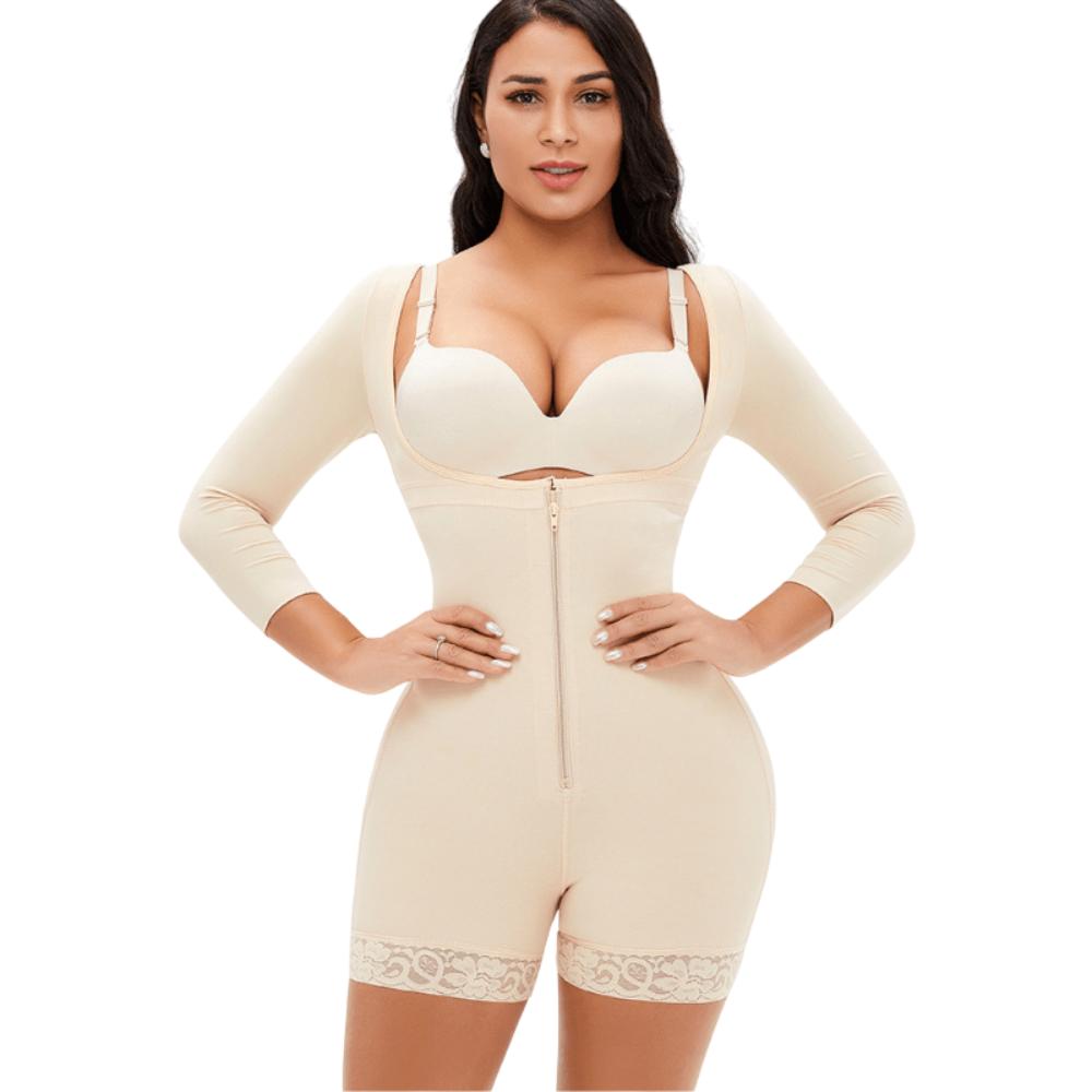 Women Long Sleeves Zipper Open Bust Shaper