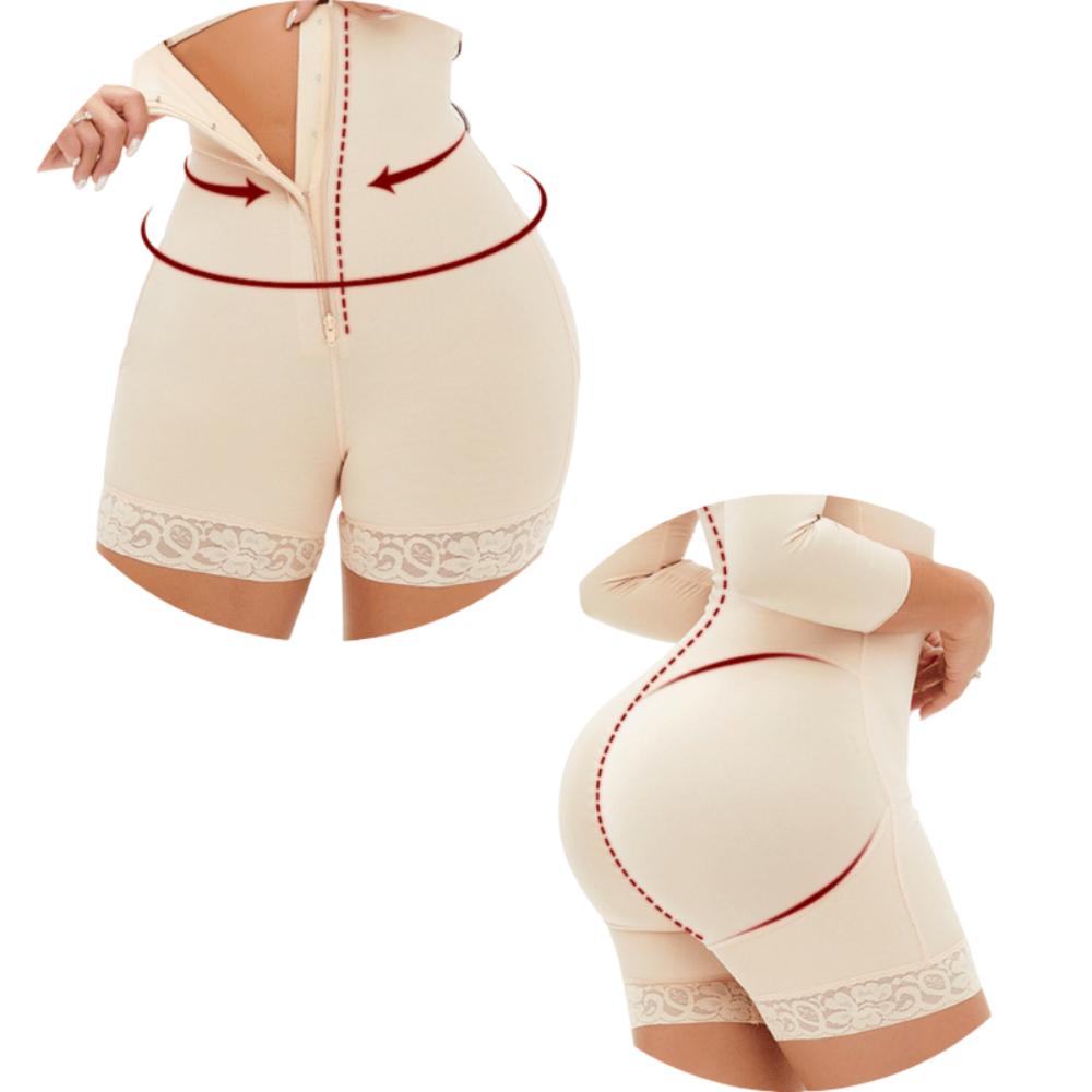 Women Long Sleeves Zipper Open Bust Shaper