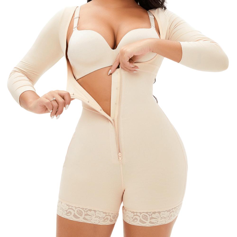 Women Long Sleeves Zipper Open Bust Shaper