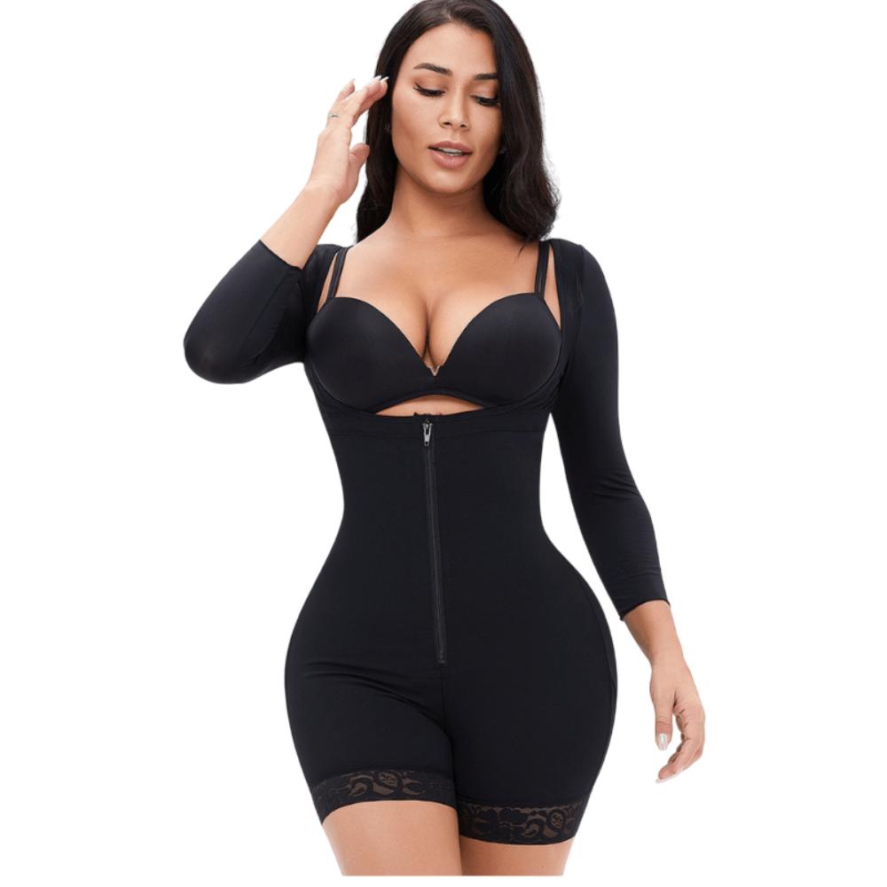 Women Long Sleeves Zipper Open Bust Shaper