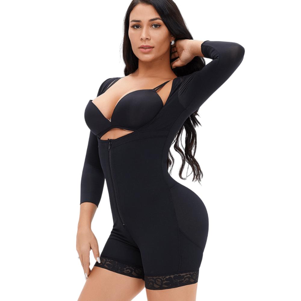 Women Long Sleeves Zipper Open Bust Shaper