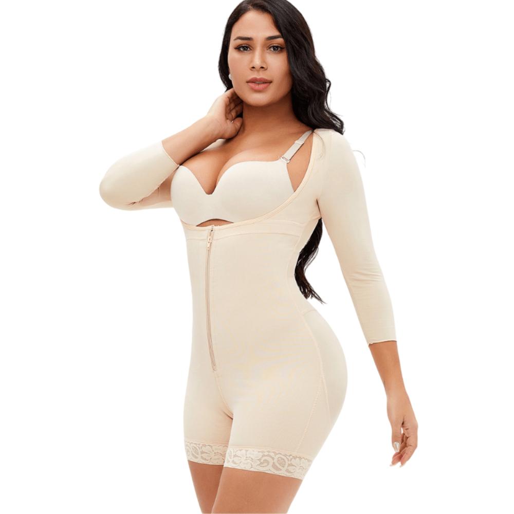 Women Long Sleeves Zipper Open Bust Shaper
