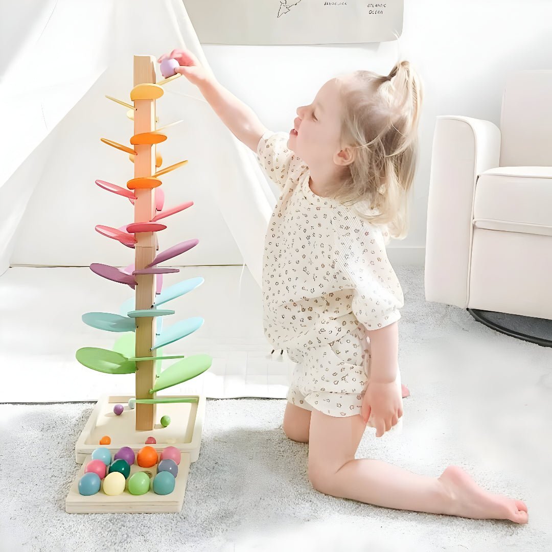 Natural Wooden Roller Coaster Toy Set For Kids