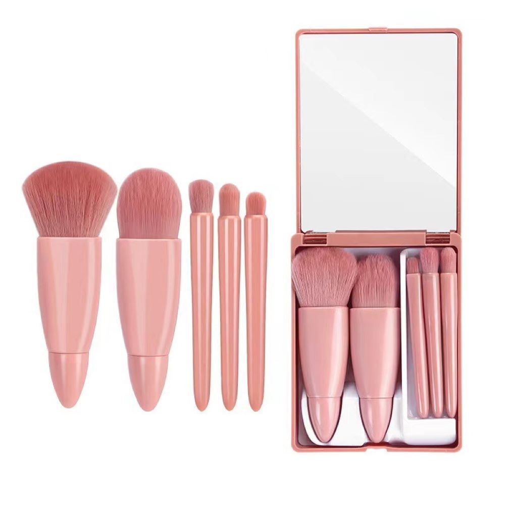 Mini 5PCS Makeup Brushes Set with Mirror