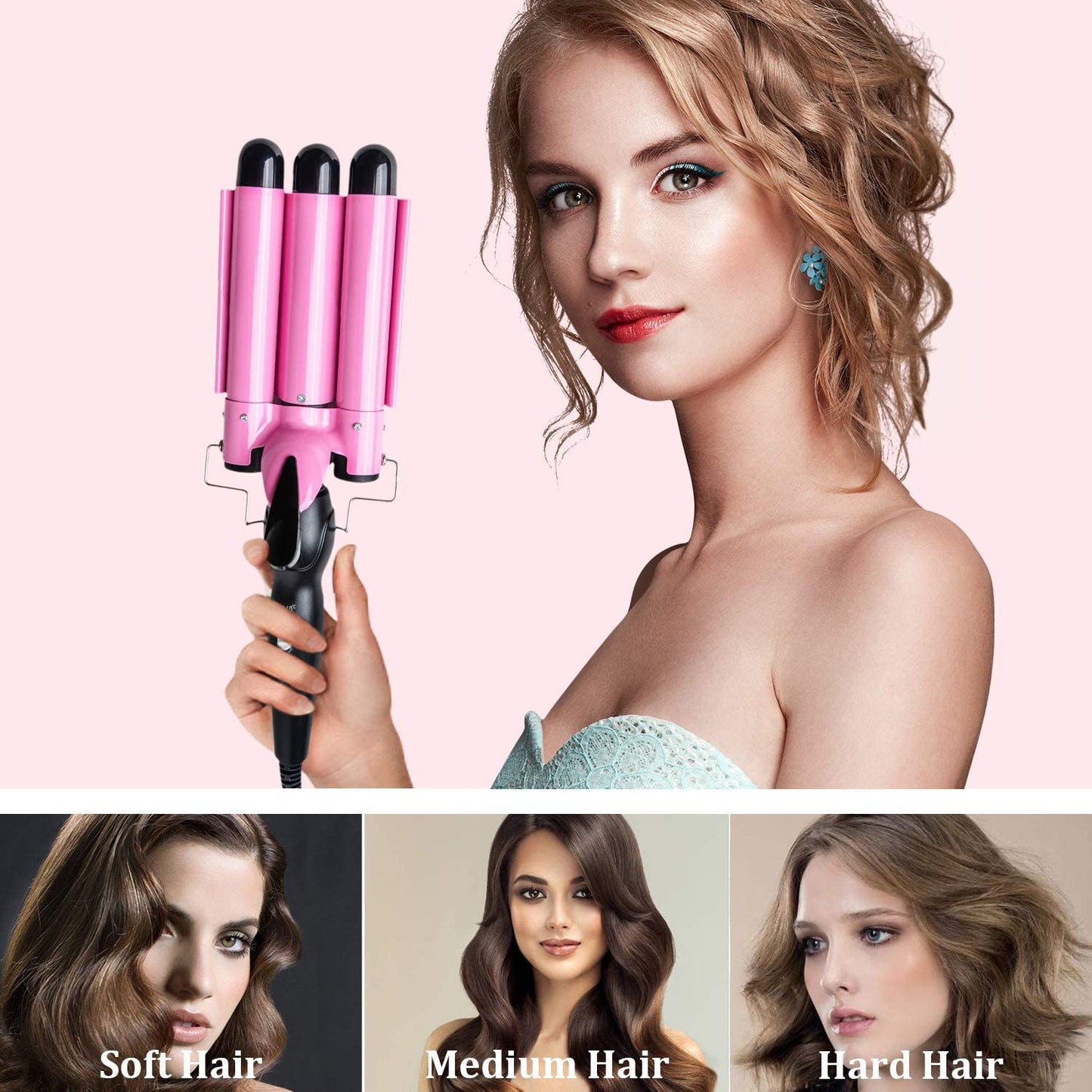 Curling Iron Tongs Hair Waver 3 Barrels Hair Curler