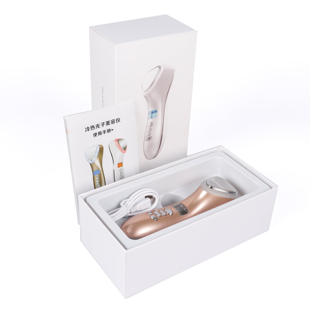 Facial Ultrasonic LED Hot Cold Massager Hammer