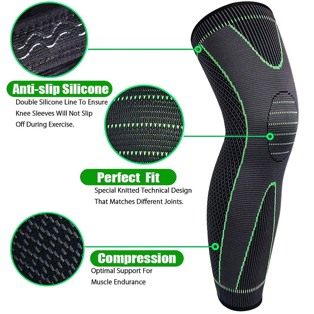 1 Pair Long Knee Support Elastic Pressure