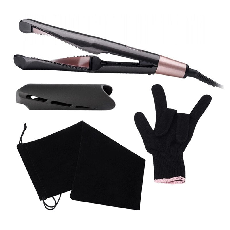 2 in 1 Hair Straightener and Curler Curved Spiral Plate Ions