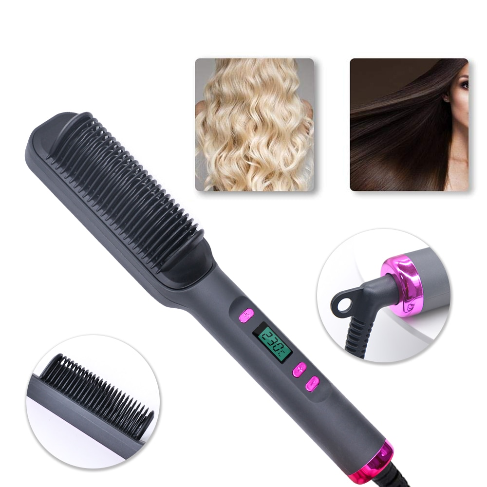 Electric Straightener Fast Heated Brush 3-in-1